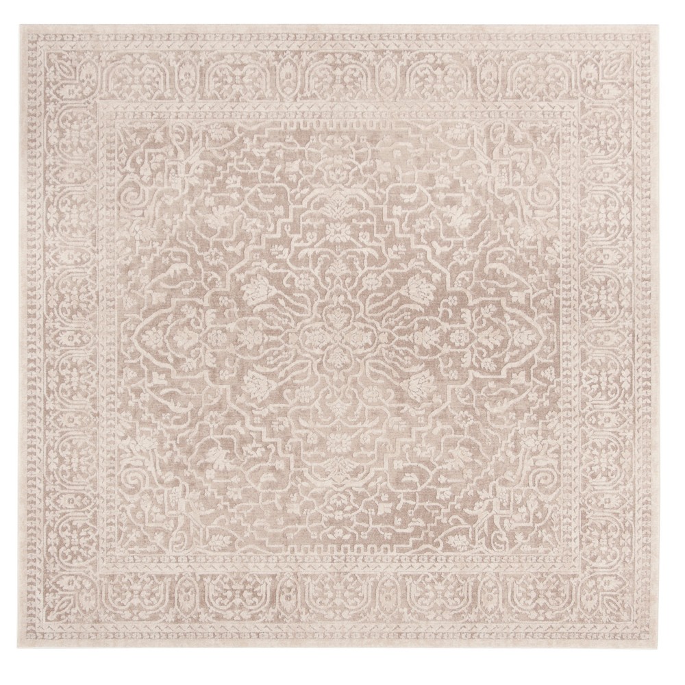 6'7inx6'7in Square Mariam Floral Loomed Area Rug Beige/Cream - Safavieh