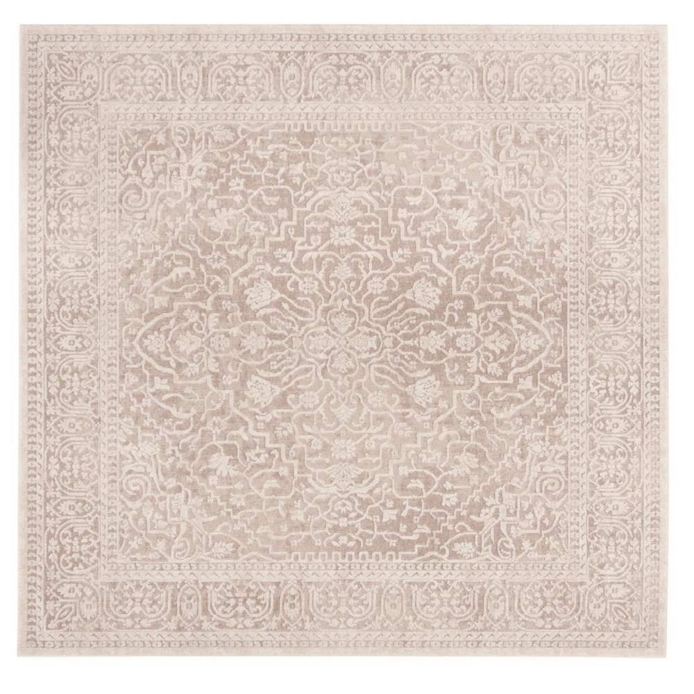 6'7inx6'7in Square Mariam Floral Loomed Area Rug Beige/Cream - Safavieh