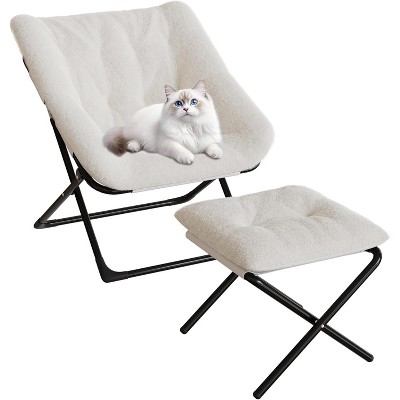 Comfy Saucer Chair, Foldable Living Room Chairs, Soft Faux Fur Lounge Chair for Bedroom,Reading Chairs for Adults,Kids(Brown)