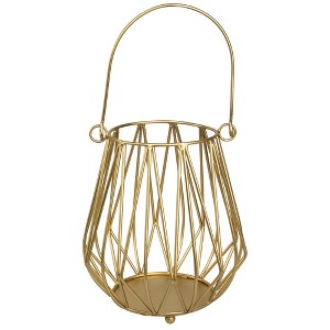 Northlight Basket Style Iron Pillar Candle Holder - 9.5" - Gold Finish - 1 of 4