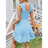 Womens Dress Summer Sleeveless Smocked Square Neck Backless Ruffle Midi Dress - 2 of 4
