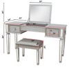 Okak Vanity Table with Drawers and Lights, Mirrored Vanities Desk with Drawers, Bedroom Makeup Vanity Table Set with Mirror and Stool - 2 of 4