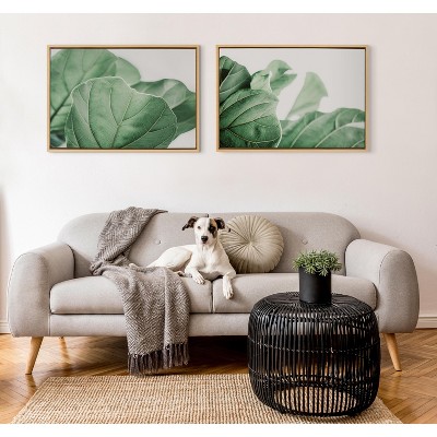 Sylvie Plant Study Green Leaves Framed Canvas Art