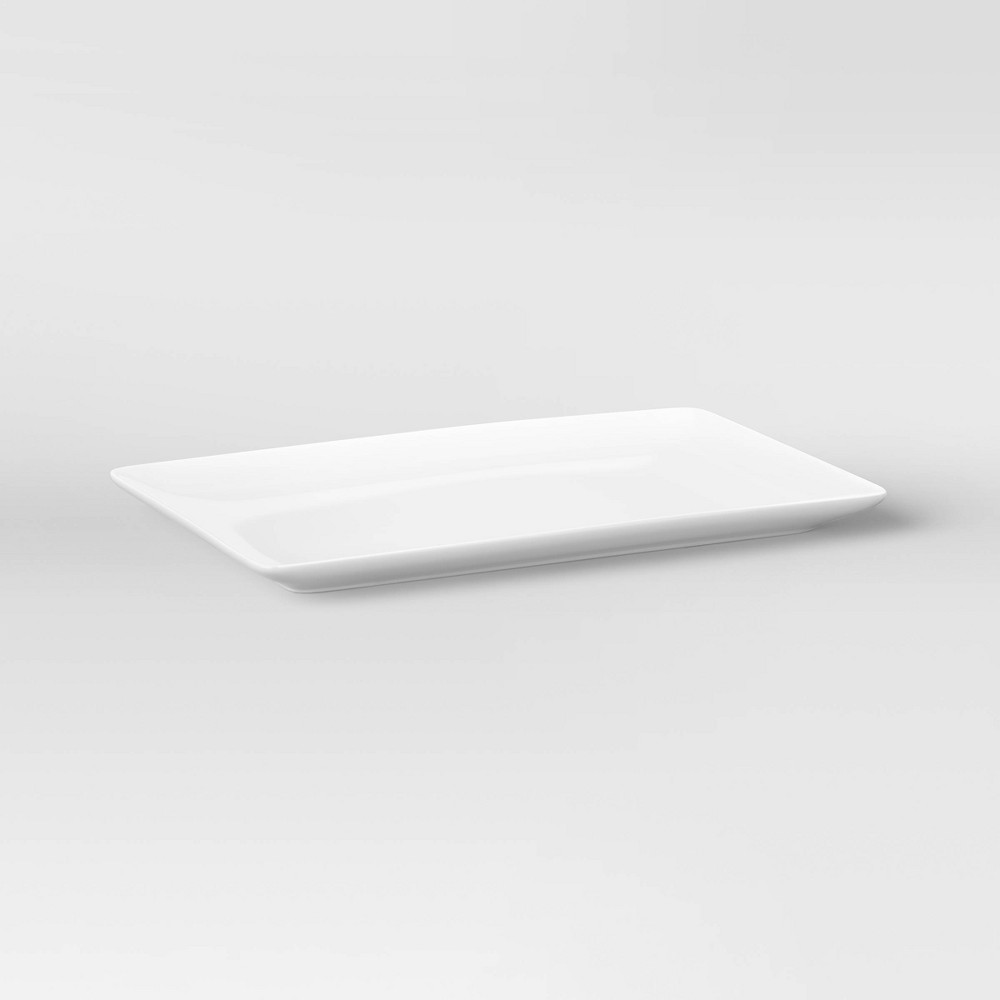 Photos - Serving Pieces 15.2" x 9.6" Porcelain Rectangular Platter White - Threshold™