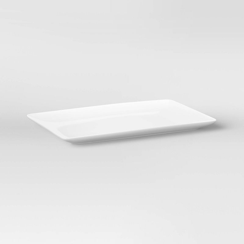 15.2&#34; x 9.6&#34; Porcelain Rectangular Platter White - Threshold&#8482;, 1 of 4