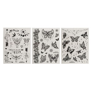 Unique Bargains Waterproof Butterfly Pattern Fake Tattoos Black 3 Pcs - 1 of 4