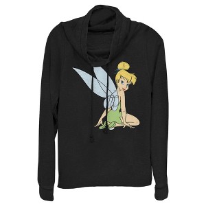 Juniors Womens Peter Pan Tinker Bell Distressed Wings Portrait Cowl Neck Sweatshirt - 1 of 4