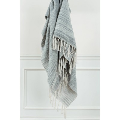 50"x60" Stripe Throw Blanket Light Gray - Rizzy Home