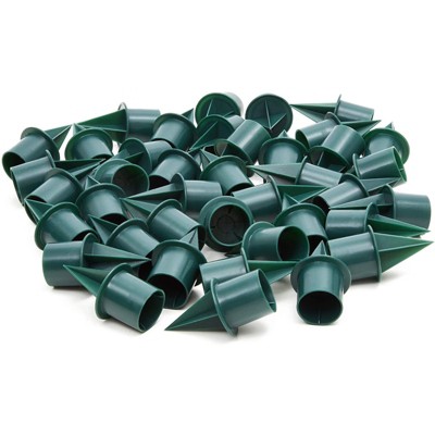 Festive Green Plastic Taper Candle Holder Stakes 40-Pack