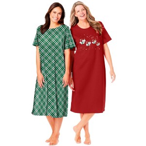 Dreams & Co. Plus Size 2-Pack Long Sleepshirts - 1 of 4