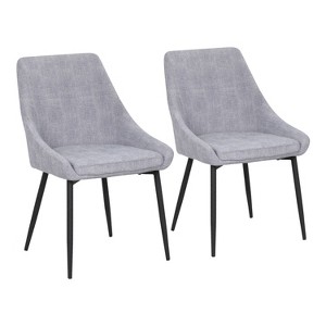 Set of 2 Diana Contemporary Dining Chairs Metal and Corduroy Black/Gray - LumiSource: Velvet Upholstery, Padded Seat - 1 of 4