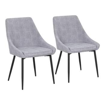 Set of 2 Diana Contemporary Dining Chairs Metal and Corduroy Black/Gray - LumiSource