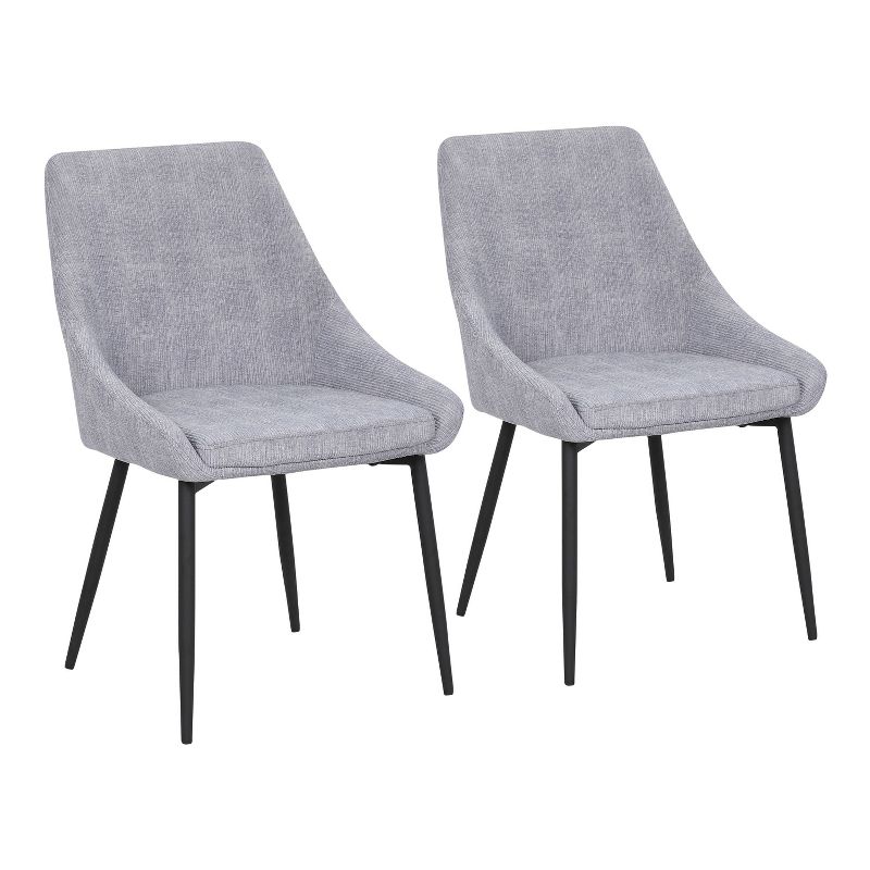 Set of 2 Diana Contemporary Dining Chairs Metal and Corduroy Black/Gray - LumiSource, 1 of 15