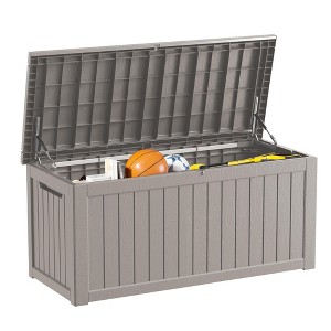Decksplore 270 Gallon Outdoor Storage Box Patio Deck Box Waterproof, Resin Lockable Outside Large Storage Bin - 1 of 4