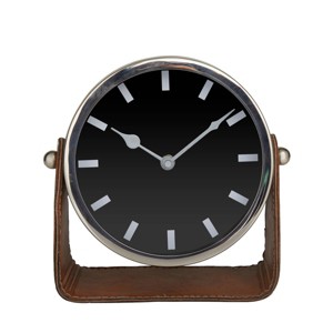 Stainless Steel Clock with Leather Stand - Olivia & May - 1 of 4