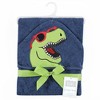 Hudson Baby Infant Boy Cotton Animal Face Hooded Towel, Cool Dino, One Size - 2 of 2