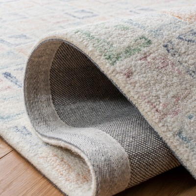 Ivory and Blue 6' Round Hand-Tufted Wool Area Rug