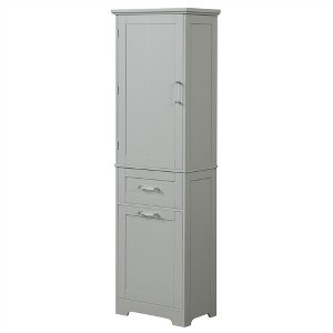 OUTSUPPLY Tall Freestanding Bathroom Storage Cabinet, 2 Drawers, Adjustable Shelf - 1 of 4