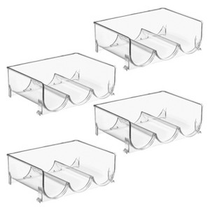 mDesign Plastic Free-Standing Stackable 3 Bottle Storage Rack, 8 Pack, Clear - 1 of 4