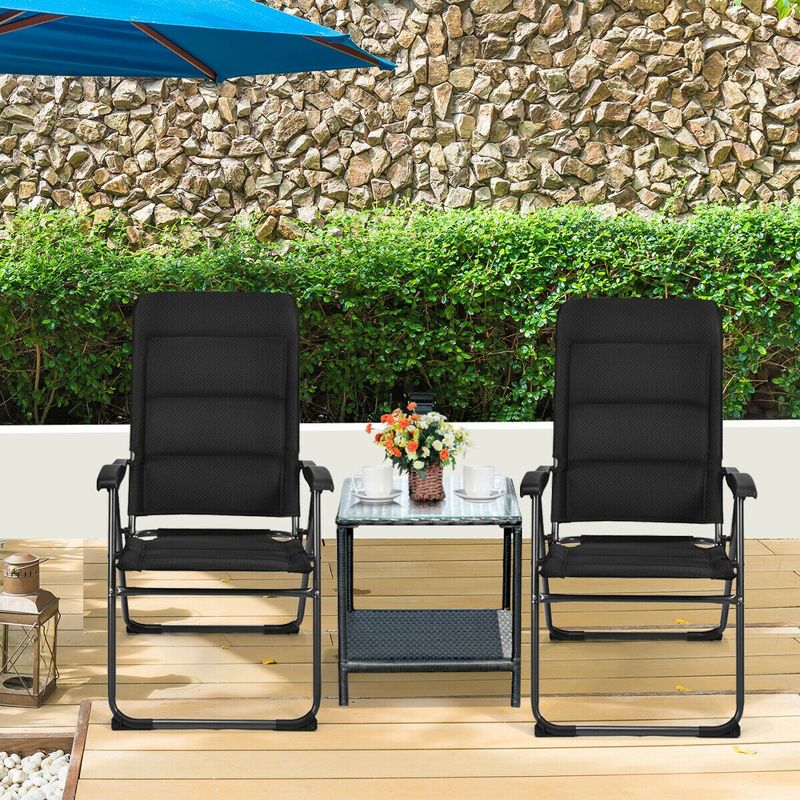 Costway 2PCS Patio Folding Chairs Back Adjustable Reclining Padded Garden Furniture, 3 of 11