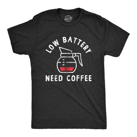 Мужские футболки Crazy Dog T-Shirts, Inc. Mens Low Battery Need Coffee T Shirt Funny Sarcastic Low Power Bar Tee for Guys - Crazy Dog Men's T Shirt For Coffee Lovers Black M