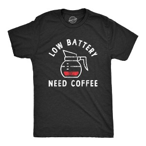 Mens Low Battery Need Coffee T Shirt Funny Sarcastic Low Power Bar Tee For Guys - Crazy Dog Men's T Shirt - 1 of 4