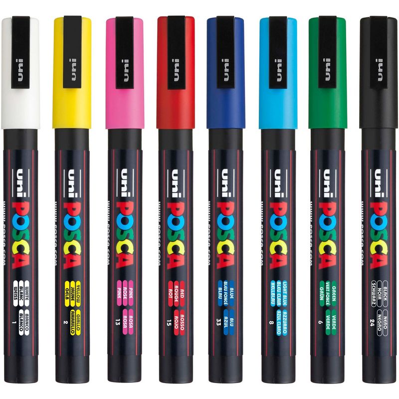 uni POSCA 8pk PC-3M Water Based Paint Markers Fine Tip 0.9 -1.3mm in Assorted Colors, 5 of 15
