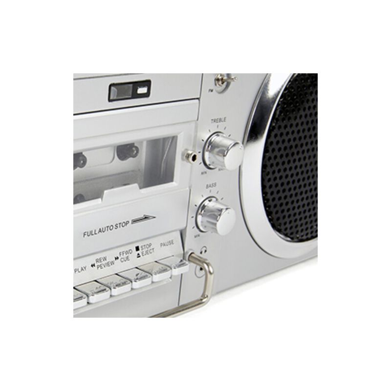GPO Retro Brooklyn 80's Bluetooth Boombox Stereo - CD, Cass, FM, USB - Chrome (BRKLYN), 3 of 6