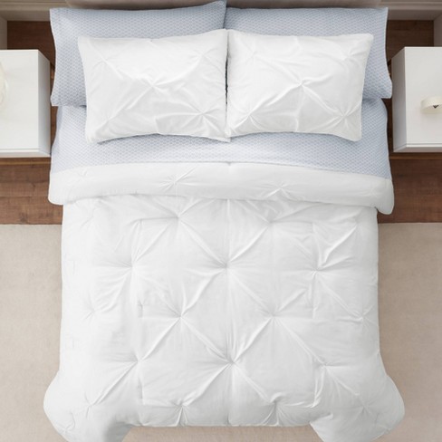 7pc Queen Simply Clean Pleated Bed In A Bag White - Serta: Polyester ...