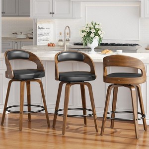 Gikpal Bar Stools, 26" Counter Height Barstools with Bentwood Legs, Swivel Counter Stools with Back, Modern Faux Leather Upholstered Bar Chairs - 1 of 4