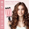 YEVYO 3 Barrel Curling Iron Hair Crimper, Dual Voltage Ceramic Tourmaline Three Barrels Hair Waver - 1-inch Curler Wand - Pink - image 2 of 4