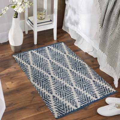 Blue Diamond Hand-Loomed Cotton Rug 2x3 Feet