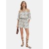 EXLURA Women's Summer Floral Romper Dress Off Shoulder Ruffle Elastic Wasit Wide Leg Shorts Jumpsuit Vacation Beach 2025 - 3 of 4