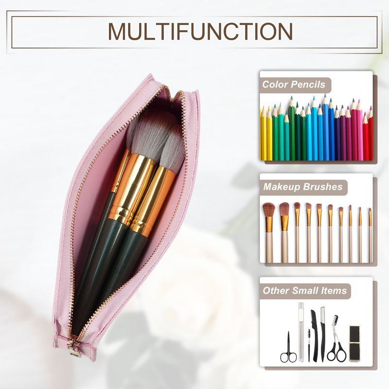 Unique Bargains Travel PU Leather Small Makeup Brush Bag, 4 of 7