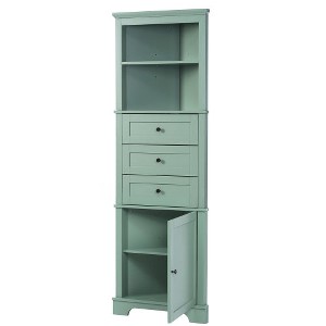 LunaLulinlk Green Triangle Tall Cabinet with 3 Drawers and Adjustable Shelves for Bathroom, Kitchen or Living Room, MDF Board with Painted Finish - 1 of 4