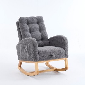 Lyngins Nursery Rocking Chair with Footrest,Upholstered Glider Chair with Side Storage Pocket,Teddy Accent Chair for Bedroom,Living Room - 1 of 4