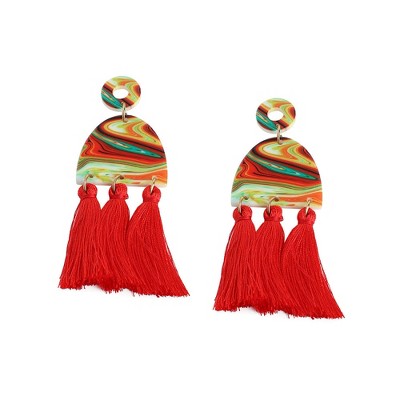 SOHI Women's Gold Tassel Drop Earrings