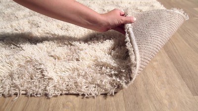 Beige and Off-White Global Shag Wool Rug
