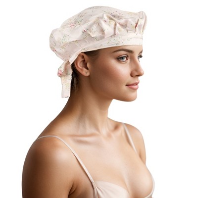 Unique Bargains Women's Faux Silk Floral Hair Bonnet