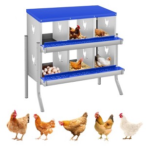 Chicken Nesting Boxes, Two-Tier Metal Chicken Egg Laying Box,Large Vented Holes for Egg Collection - 1 of 4