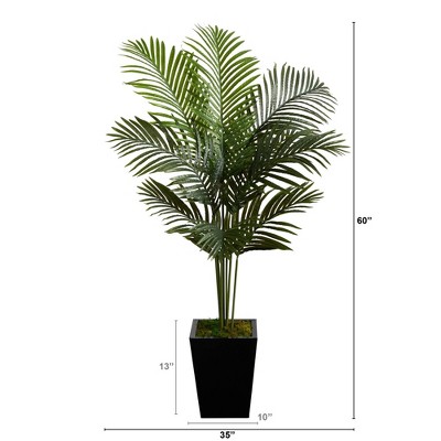 5-ft Green Faux Palm Tree in Black Planter