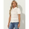 INSPIRE CHIC Women's Boho Short Sleeve Button Down Lace Eyelet Shirt - 4 of 4