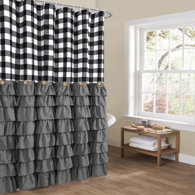 LunaLulinlk Shower Curtain Black and White Buffalo Plaid Pattern Fabric