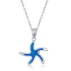 Opalata Sterling Silver Blue Inlay Opal Starfish Earrings and 18" Pendant Necklace Set - 2 of 4