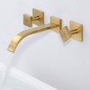 WOWOW Double Handle Wall Mounted Waterfall Bathroom Faucet in Brushed Nickel - 2 of 4