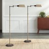 Regency Hill Jenson Farmhouse Rustic 54" Tall Standing Floor Lamps Set of 2 Lights Swing Arm Pharmacy Adjustable Metal Bronze and Faux Wood Finish - 2 of 4