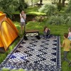 Outsunny Outdoor Patio Rug, Large Camping Carpet with Carrying Bag, 9' x 18' Waterproof Plastic Straw, Reversible, Blue & White Rhombus Border - 3 of 4