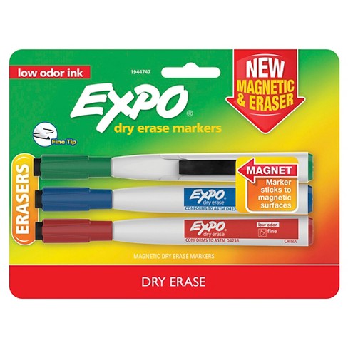 3pk Dry Erase Marker Magnetic And Eraser Fine Tip Multicolor Expo Target