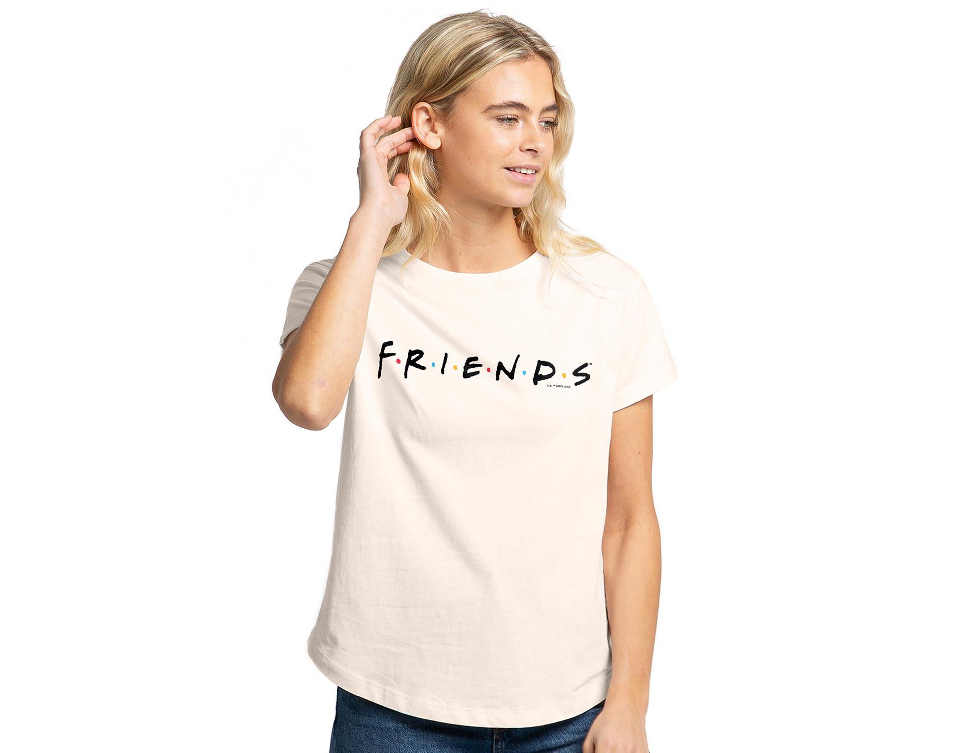 Women's Friends Logo Rolled Sleeve Fashion T-Shirt