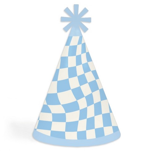 Big Dot Of Happiness Blue Checkered Party - Cone Happy Birthday